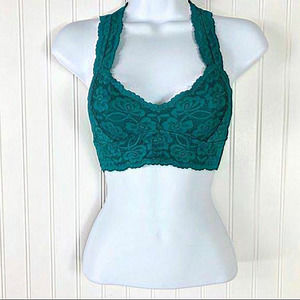 Free People Galloon Racerback Bralette XS‎ Fairy Lacy Green